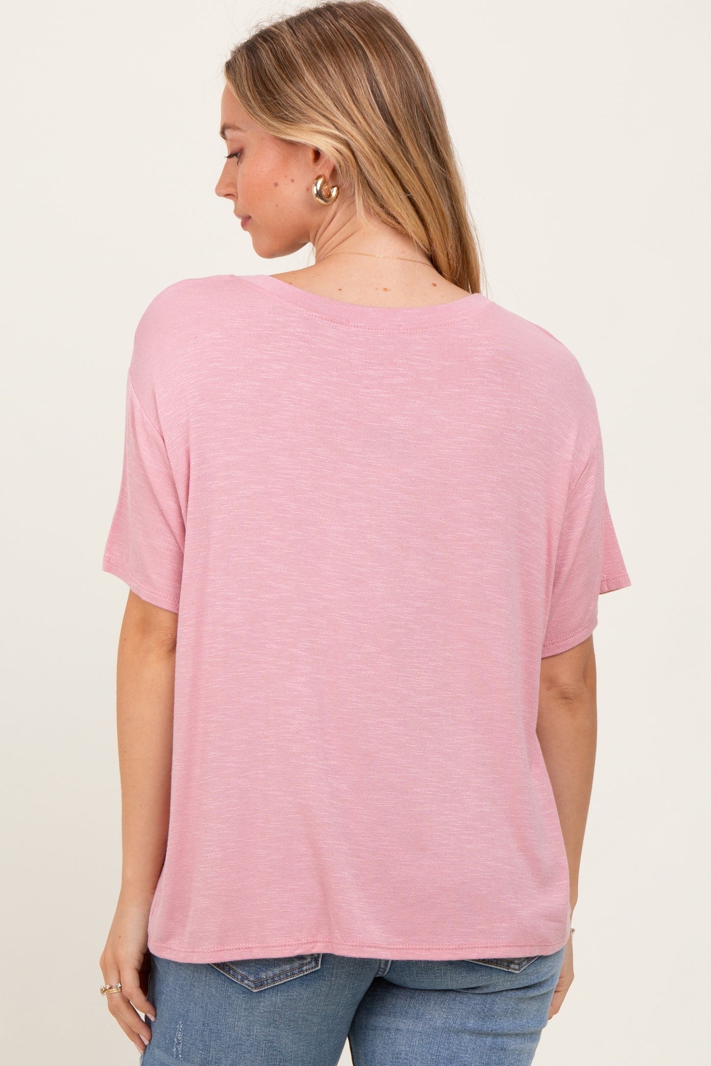 Light Pink Relaxed Fit Short Sleeve Tee