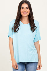 Light Blue Relaxed Fit Short Sleeve Maternity Tee