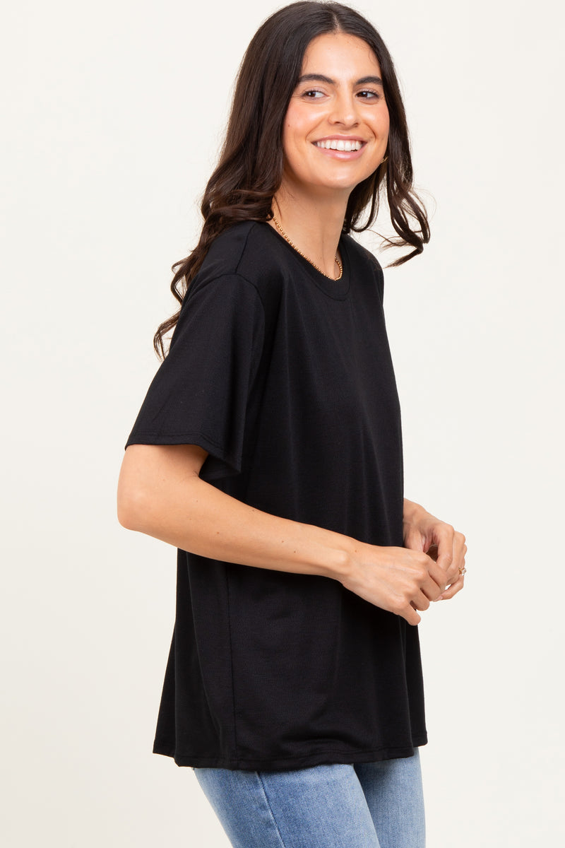 Black Relaxed Fit Short Sleeve Tee – PinkBlush