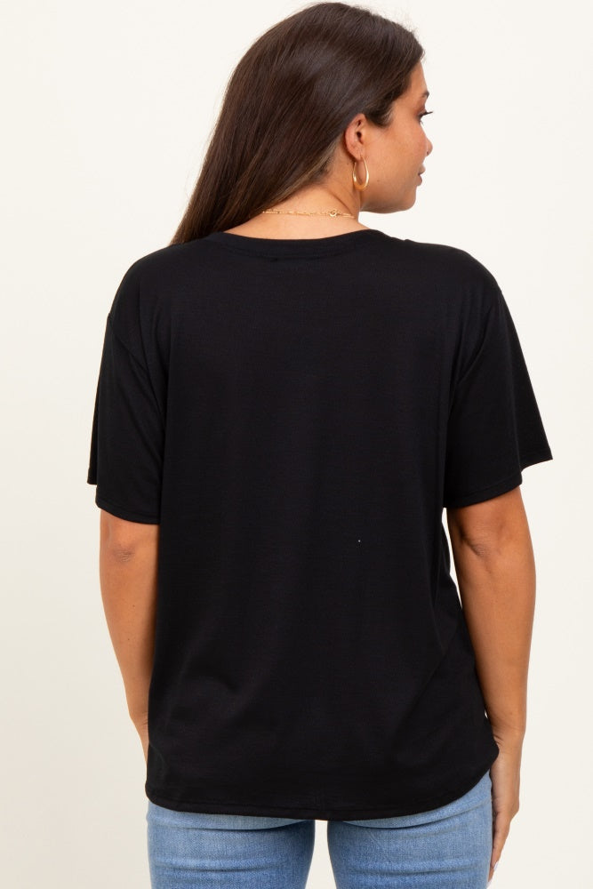 Black Relaxed Fit Short Sleeve Maternity Tee