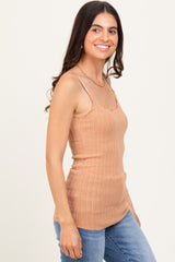 Camel Textured Knit Tank Top