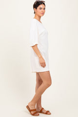 Cream V Back Short Sleeve Pocketed Romper