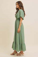Green Convertible Stretchy Smocked Maxi Dress