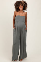 Olive Wide Leg Maternity Jumpsuit