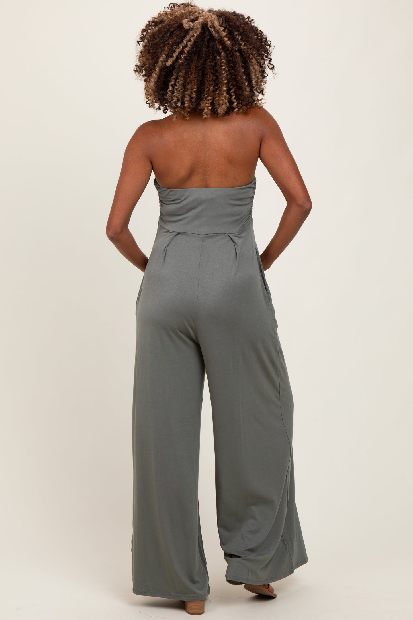 Olive Wide Leg Maternity Jumpsuit