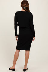 Black Crop Cardigan And Sleeveless Dress Set