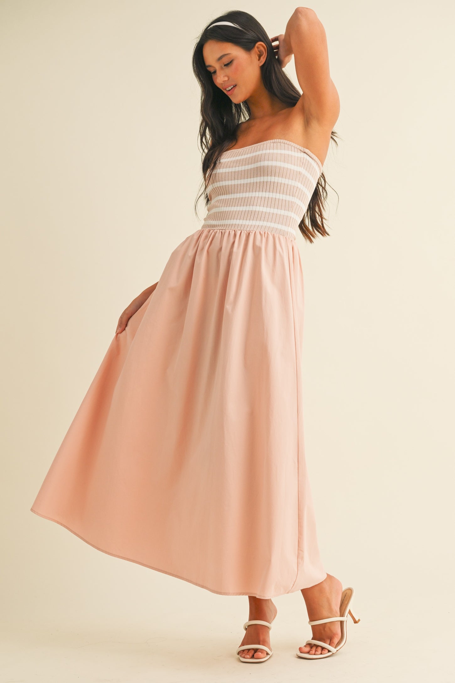 Mauve Striped Tube Knit Maxi Dress Mauve Striped Tube Knit Maxi Dress