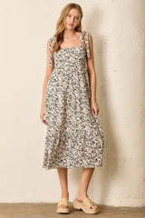 Black Multi Floral Tie Strap Maternity Maxi Dress