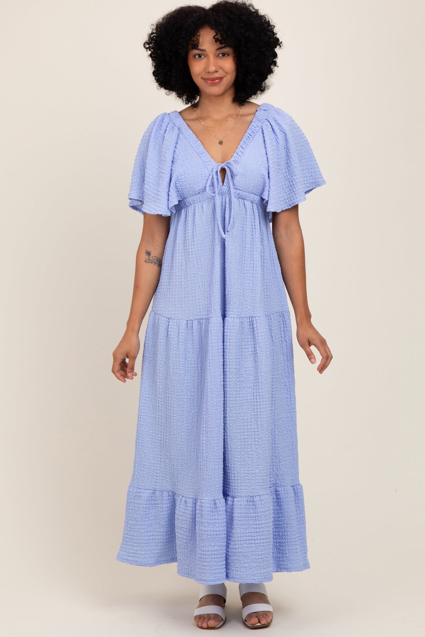 v-neck tiered maxi dress Stevie V-Neck Tiered Maxi Dress in Green by Skies are Blue S