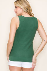 Forest Green Ribbed Knit Tank Top