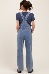 Light Blue Wash Rolled Cuff Maternity Denim Overalls