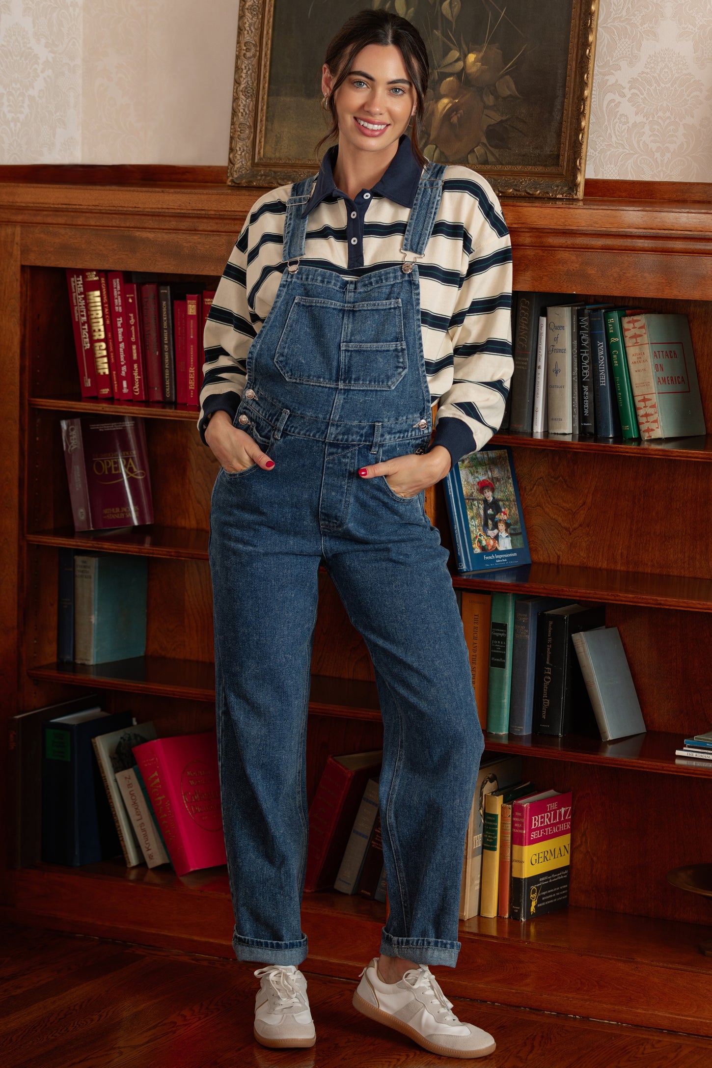 Blue Wash Rolled Cuff Maternity Denim Overalls