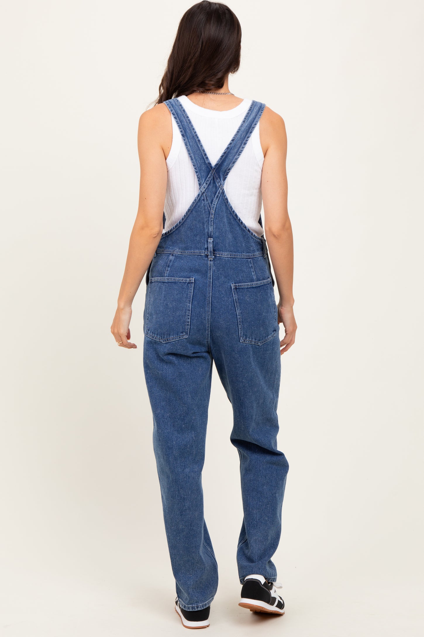 Blue Wash Rolled Cuff Denim Overalls