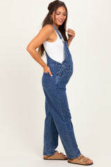 Blue Wash Rolled Cuff Maternity Denim Overalls