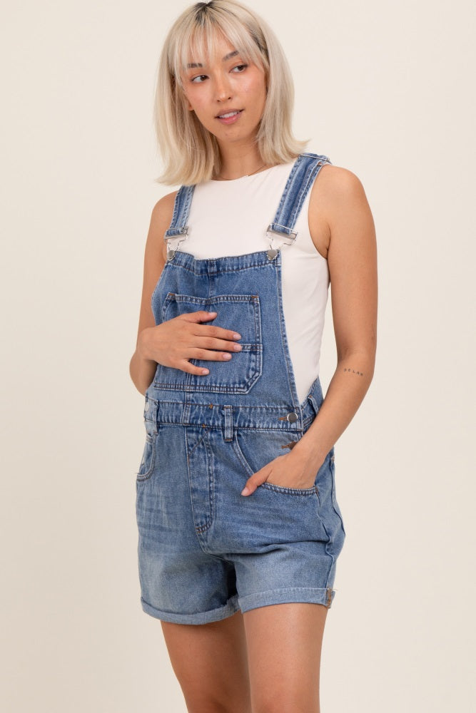 Light Blue Wash Maternity Denim Shortalls