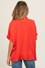 Red Dolman Sleeve Button Down Maternity Blouse