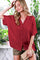 Burgundy Dolman Sleeve Button Down Blouse