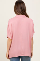 Light Pink Dolman Sleeve Button Down Maternity Blouse