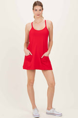 Red Racerback Maternity Romper Dress