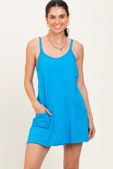 Aqua Racerback Maternity Romper Dress