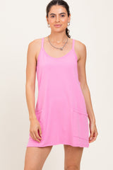 Pink Racerback Maternity Romper Dress