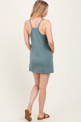 Light Olive Racerback Maternity Romper Dress