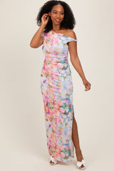 Floral One Shoulder Side Slit Maxi Dress