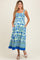 Royal Blue Floral Sleeveless Smocked Maternity Midi Dress