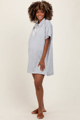 Heather Grey Maternity Mini Polo Dress