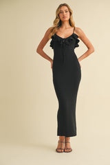 Black Sleeveless Knit Mermaid Maxi Dress