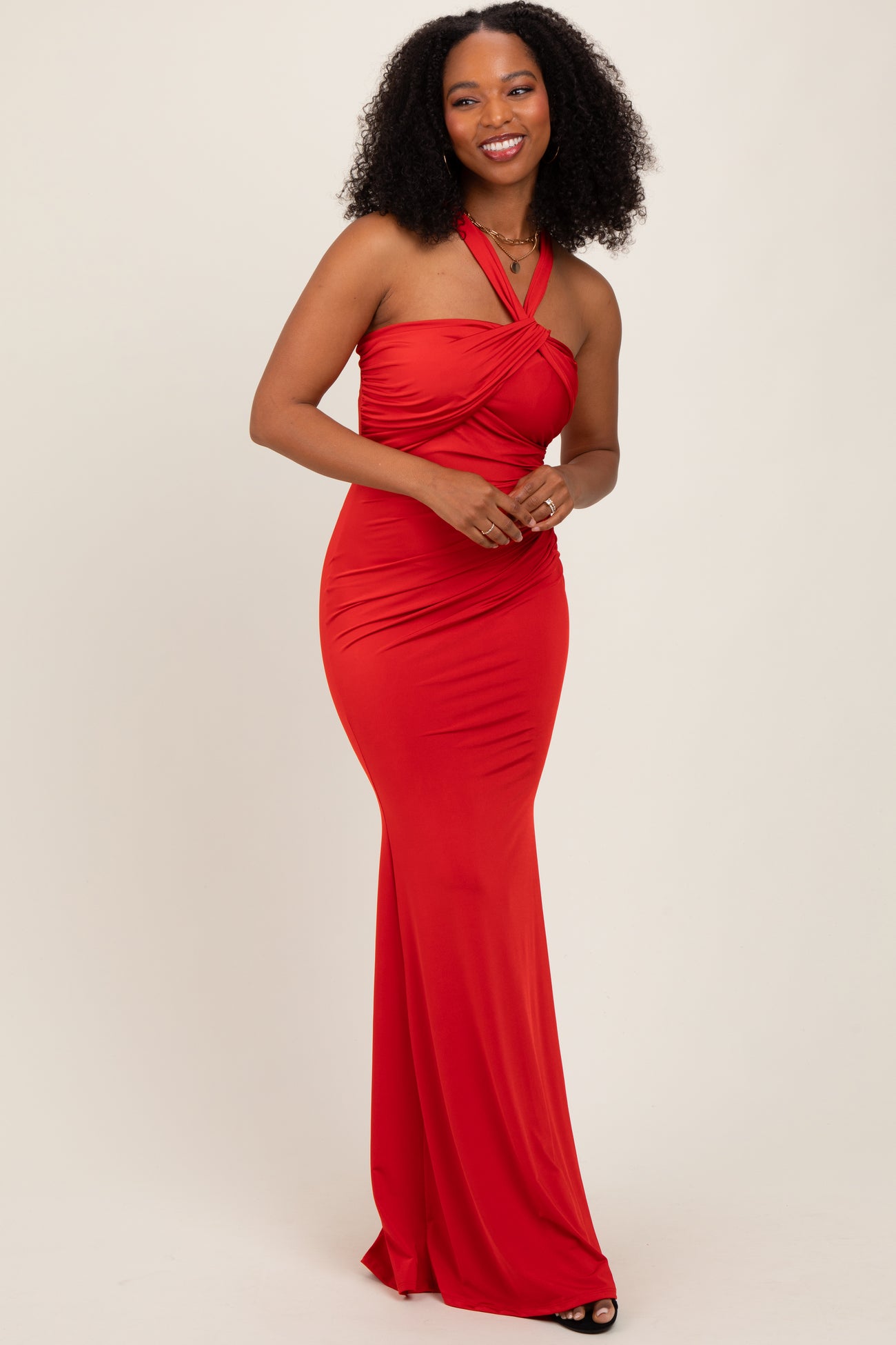 Red Twist Front Ruched Maternity Maxi Dress – PinkBlush Red Twist Front Ruched Maternity Maxi Dress – PinkBlush