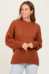Rust Drop Shoulder Oversized Maternity Sweater