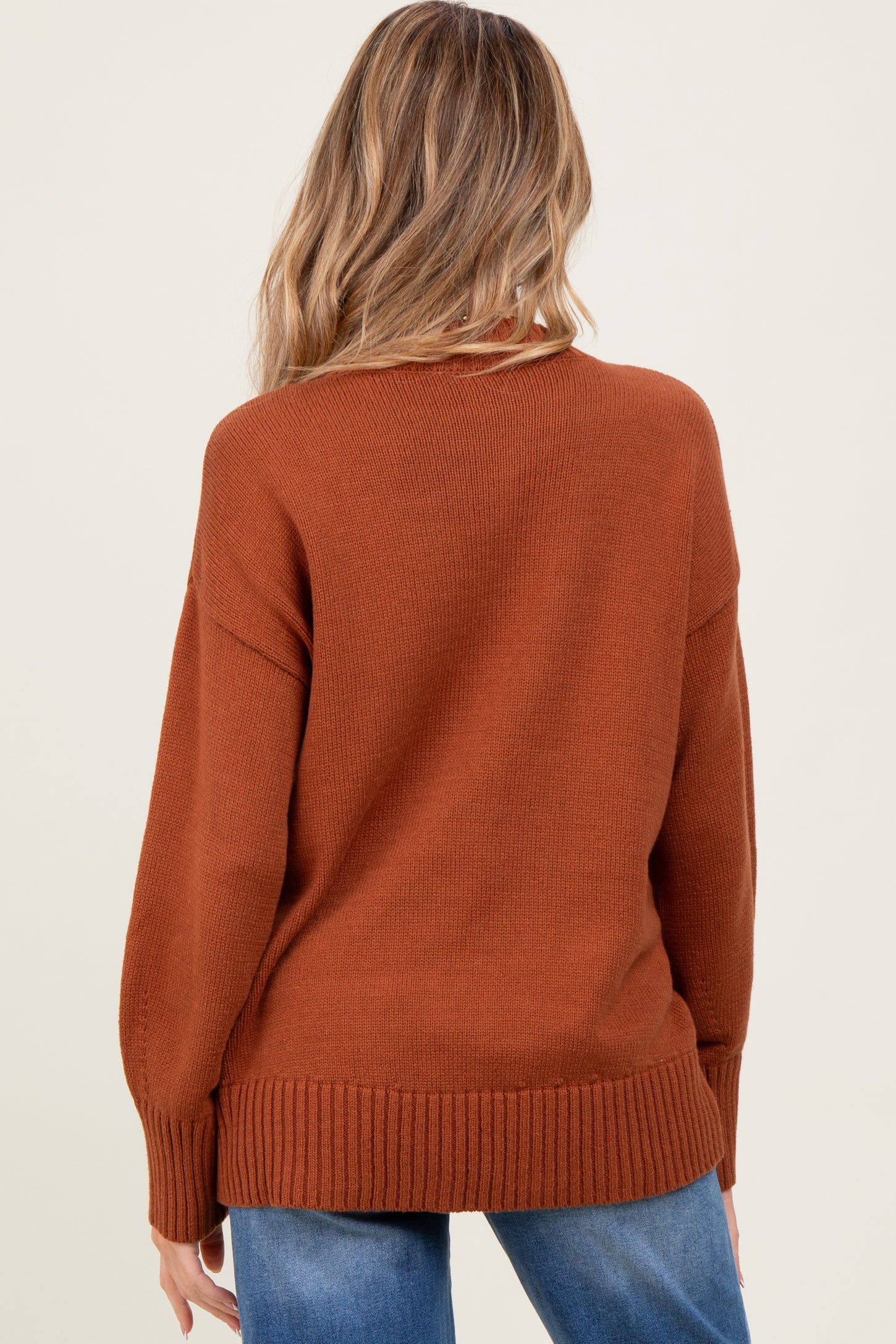 Rust Drop Shoulder Oversized Maternity Sweater