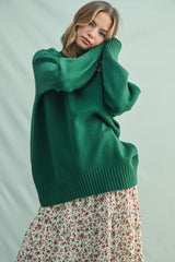 Green Drop Shoulder Oversized Sweater