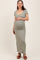 Sage Double Layered Ribbed Scoop Neck Maternity Maxi Dress