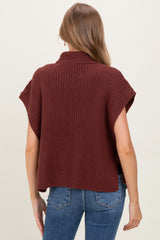 Burgundy Turtleneck Maternity Sweater Vest