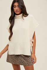 Cream Turtleneck Maternity Sweater Vest