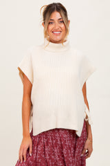 Cream Turtleneck Maternity Sweater Vest