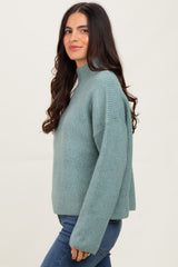 Sage High Neck Ribbed Knit Maternity Sweater