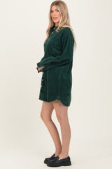 Forest Green Corduroy Shirt Mini Dress