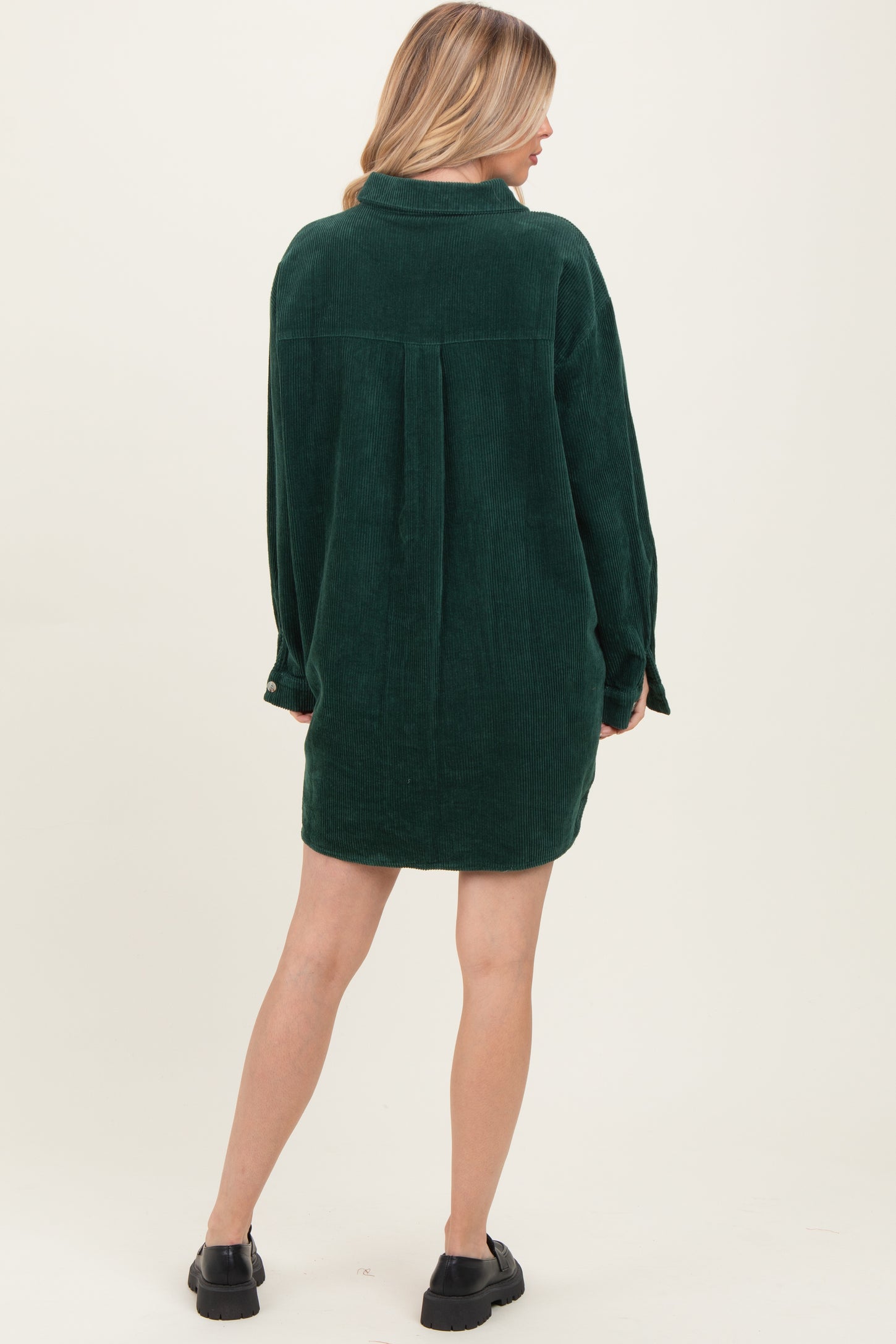 Forest Green Corduroy Shirt Mini Dress PinkBlush Forest Green Corduroy Shirt Mini Dress PinkBlush