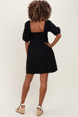 Black  Sweetheart Neckline Puff Sleeve Maternity Dress