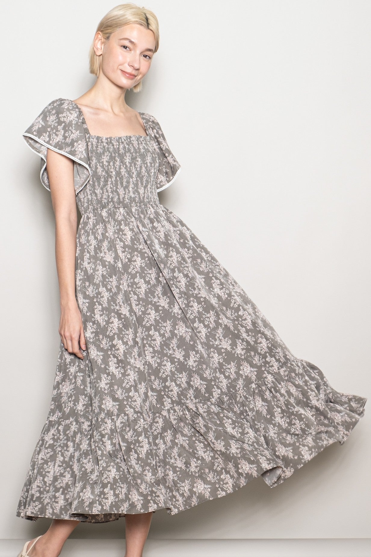 green ditsy midi dress Green Ditsy Floral Avery Midi Dress
