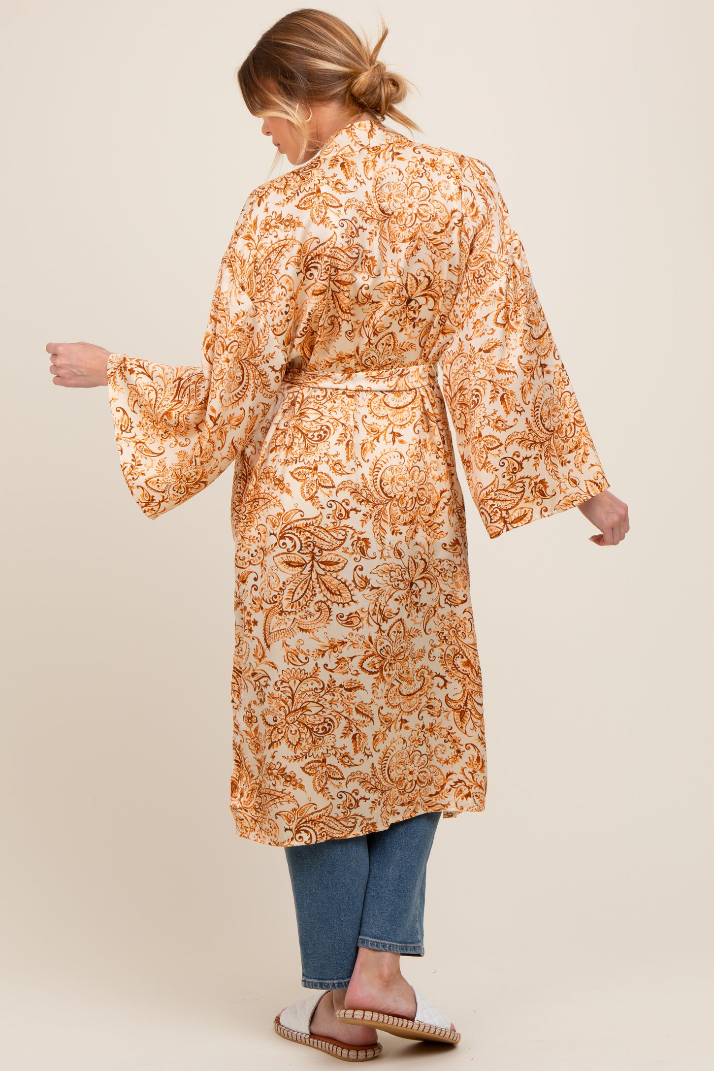 Rust Damask 3/4 Sleeve Maternity Cover Up
