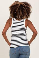 White/Black Striped Sleeveless Maternity Tank Top