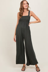 Olive Sleeveless Wide Leg Jumpsuit