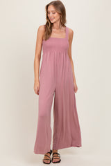 Mauve Sleeveless Wide Leg Jumpsuit