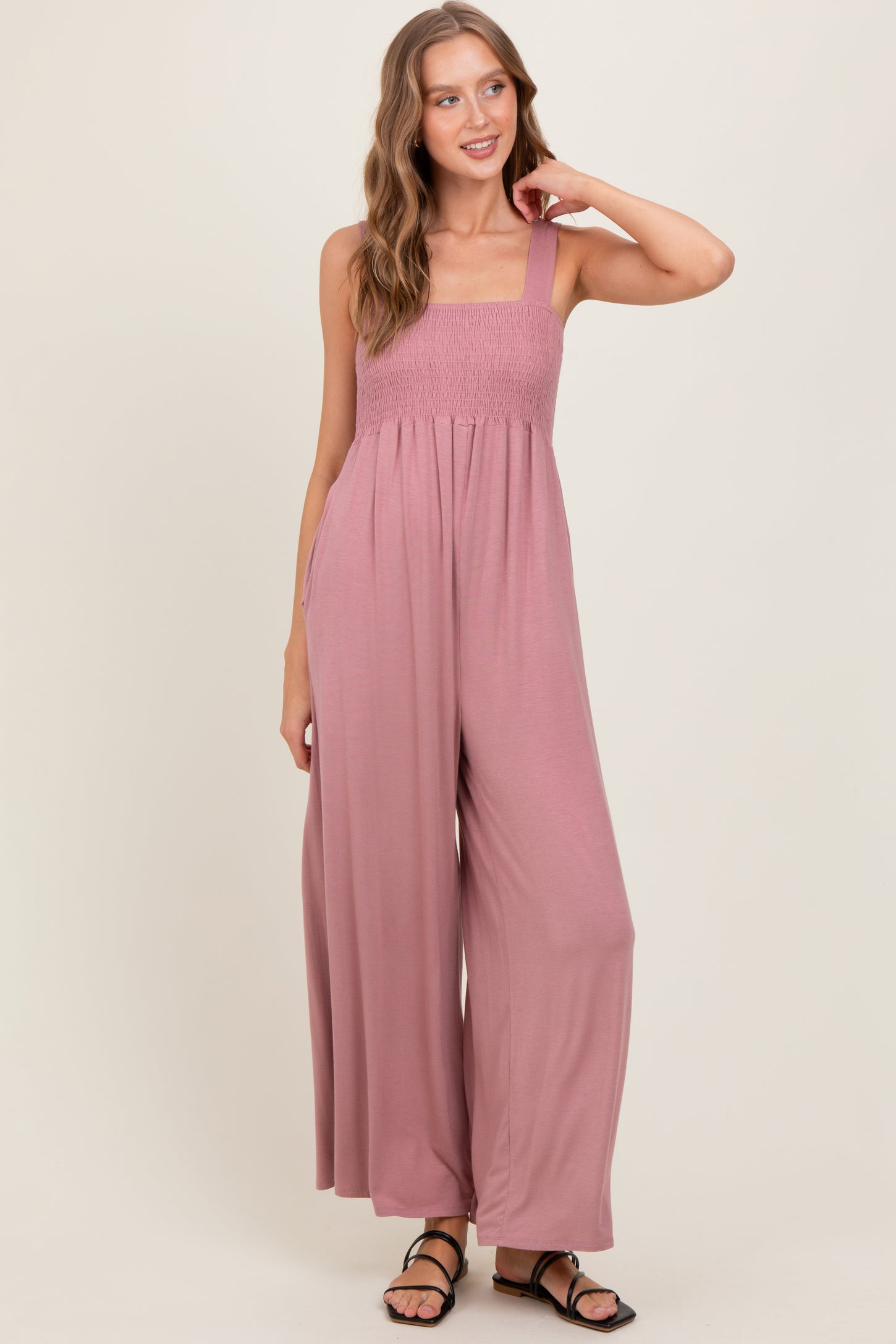 Mauve Sleeveless Wide Leg Jumpsuit