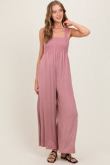 Mauve Sleeveless Wide Leg Jumpsuit