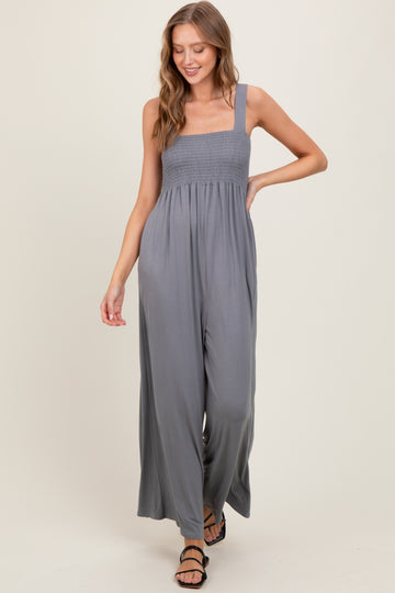 Grey Sleeveless Wide Leg Jumpsuit